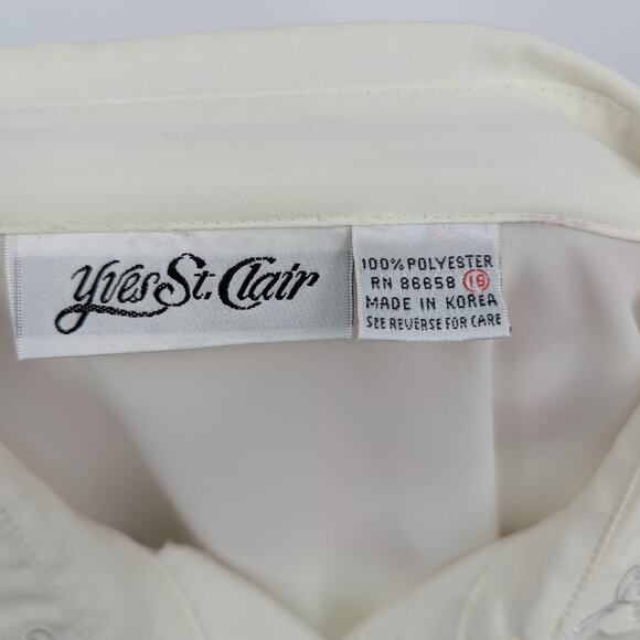 VTG 80s Sz L Lace Embroidered Floral Long Sleeve Blouse Romantic Feminine Detail - Picture 4 of 5